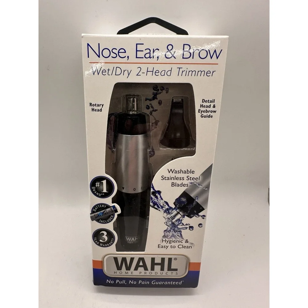 WAHL Nose Ear‎ Eyebrow Neckline Wet/Dry BATTERY Precision 2-HEAD Rotary TRIMMER